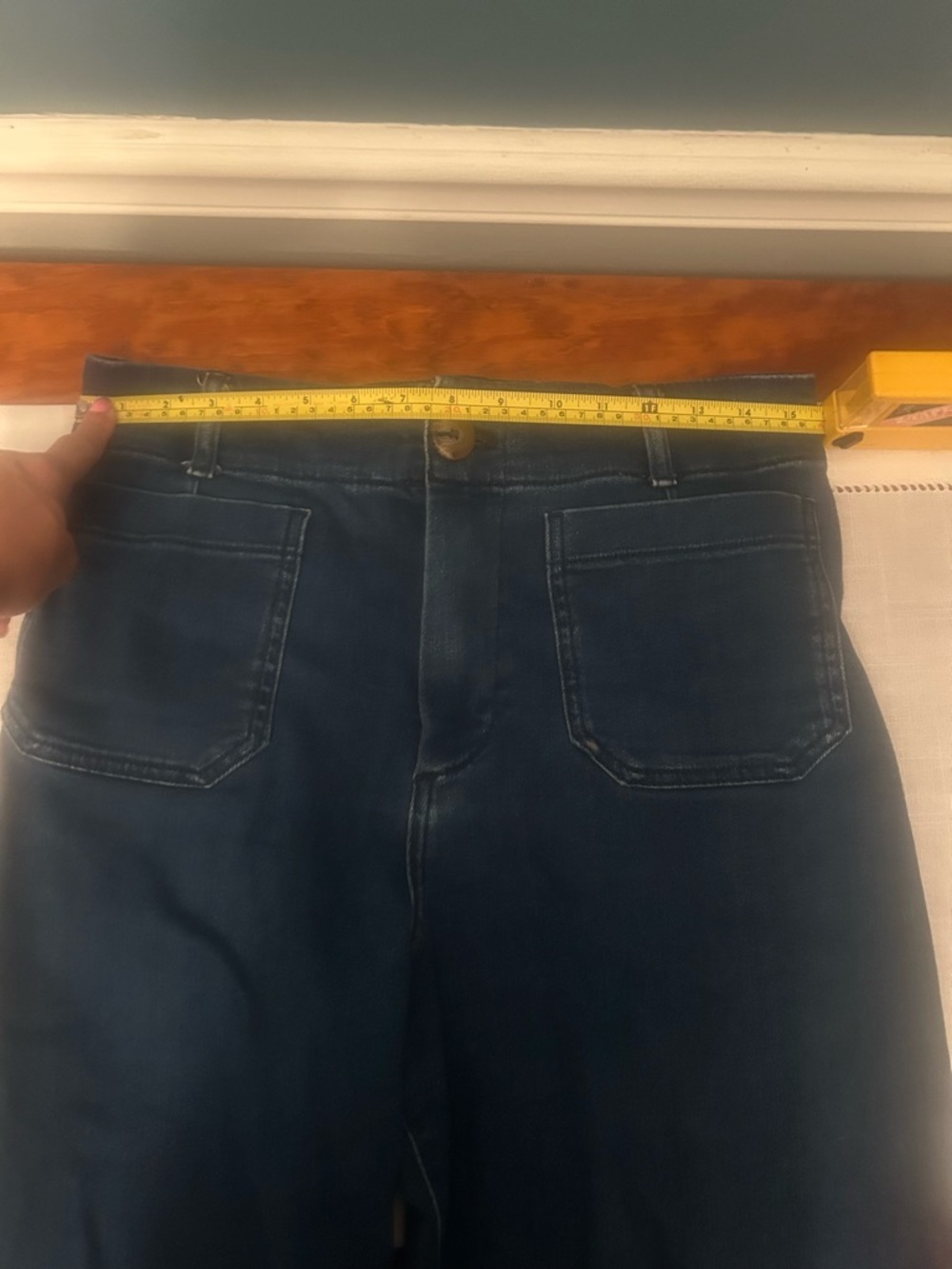 Anthropologie Dark Blue Wide-Leg Cuffed Jeans - Picture 14 of 14